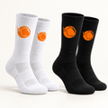 Big Time Ballers black and white performance crew socks with orange astronaut logo